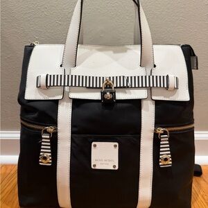 henri bendel Black and White Striped Jetsetter Backpack